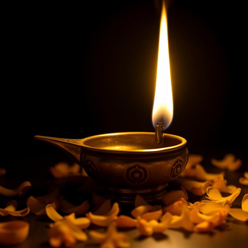 A sacred diya lit during Shraddha and Pitru remembrance